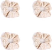 Scrunchies – Velvet Scrunchies – 4x Beige – Beige – 4 stuks – Musthave Haaraccessore – Scrunche Pack – Luxe kwaliteit – Haarelastiek – Elastiekje – Elastiek – Haarwokkel – Haarverz