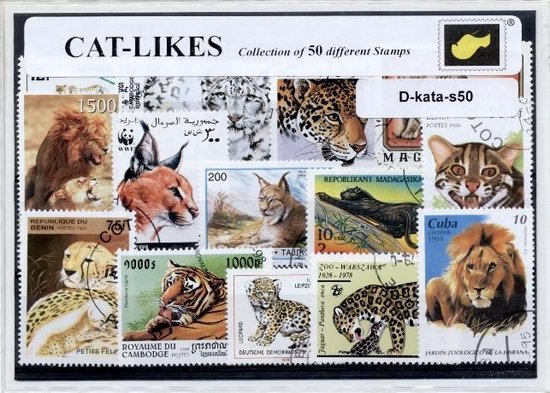 Afbeelding van het spel Katachtigen – Luxe postzegel pakket (A6 formaat) : collectie van 50 verschillende postzegels van katachtigen – kan als ansichtkaart in een A6 envelop - authentiek cadeau - kado tip - geschenk -kaart - kat - kater -  tijger - katten - panter - cheeta