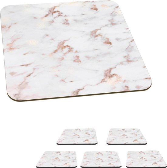 Sous-verres -verres - Marbre - Wit - Rose - 10x10 cm - 6 pièces