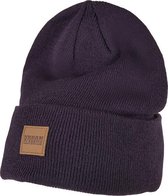 Beanie muts UC leather patch plum