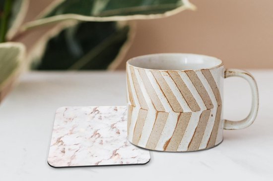 Sous-verres pour verres - Marbre - Naturel - Rose - 10x10 cm - Sous-verres en verre - 6 pièces