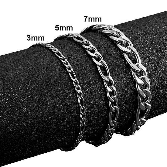 Fako Bijoux® - Schakelarmband Figaro - Armband Figaro Schakel - Staal - RVS - 7mm - 18cm - Zilverkleurig