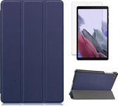 Samsung Galaxy Tab A7 Lite (2021) hoes - Tri-Fold Book Case + Screenprotector - Donker Blauw