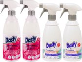 Dasty TEXTIEL Pakket SMALL: Professionele Vlekkenverwijderaar + Zweet- en deodorantvlekken verwijderaar: 2+2 stuks
