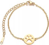 Armband met bedel met de tekst Love en een hondenpootje goud - armband - hond - goud