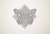 Line Art - Vlinder met achtergrond - XS - 25x25cm - EssenhoutWit - geometrische wanddecoratie