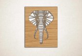 Line Art - Olifant vierkant 3 - M - 74x60cm - Eiken - geometrische wanddecoratie