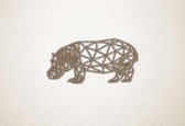 Line Art - Nijlpaard - XS - 15x30cm - Eiken - geometrische wanddecoratie