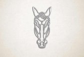 Line Art - Paard 5 - M - 90x41cm - Wit - geometrische wanddecoratie