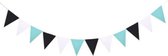 Vintage Vlaggenlijn / Guirlande in Groen – Zwart – Wit | Slinger / Banner van Vilt / Stof - Wasbaar | Vlag Kinderkamer jongen - meisje | Huwelijk - Feest - Verjaardag - Bruiloft -