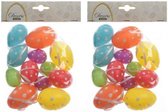 24x stuks gekleurde plastic/kunststof gestipte Paaseieren 6 cm - Paaseitjes voor Paastakken  - Paasversiering/decoratie Pasen