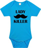 Lady killer tekst baby rompertje blauw jongens - Kraamcadeau - Babykleding 68 (4-6 maanden)