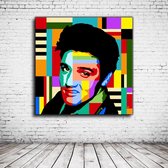 Pop Art Elvis Presley Canvas - 100 x 100 cm - Canvasprint - Op dennenhouten kader - Geprint Schilderij - Popart Wanddecoratie