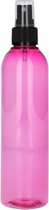 12 x 250 ml fles Basic Round PET roze + spraypomp zwart BPA vrij kunststof, hervulbaar, onbreekbaar, recyclebaar, lege fles