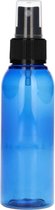 12 x 100 ml fles Basic Round PET blauw + spraypomp zwart BPA vrij kunststof, hervulbaar, onbreekbaar, recyclebaar, lege fles