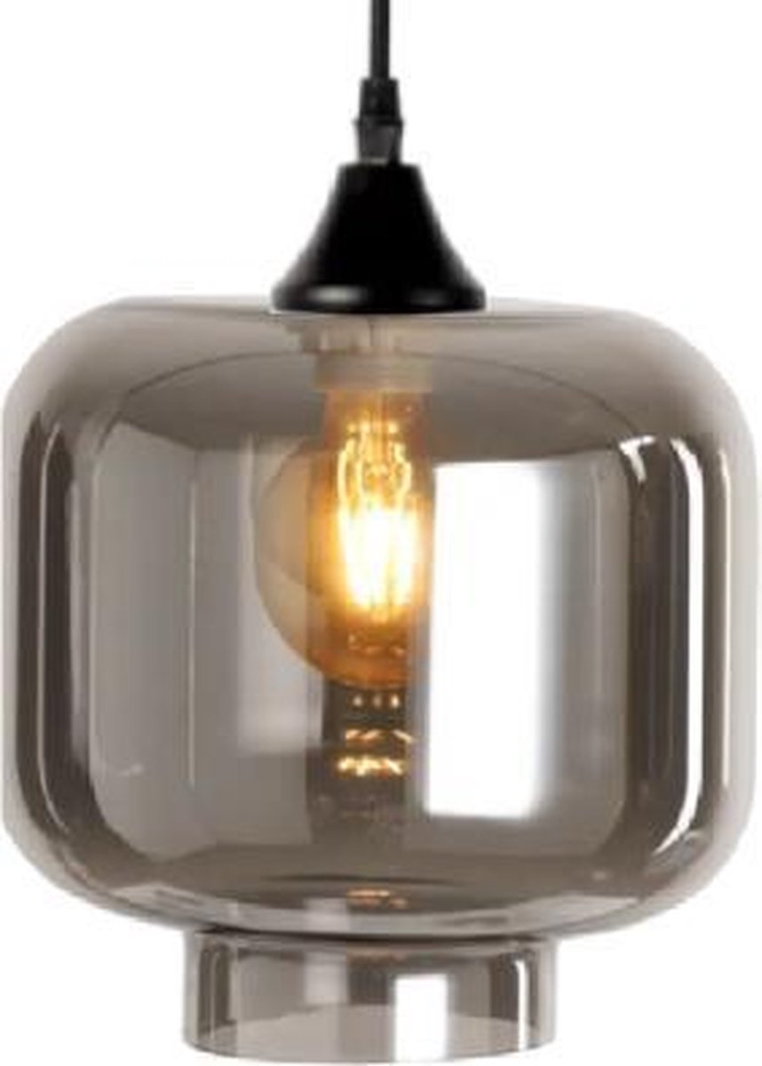 ByMus Chiloé - Hanglamp - 1xE27 - Smoke - Glas - Ø24cm - Hanglamp Woonkamer - Hanglamp Eetkamer - Hanglamp industrieel