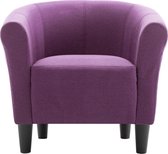 2-delige set fauteuil en kruk paars stof