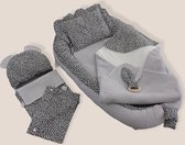 Babynest Eliz Baby Dubbelzijdig 8-delig Light Grey Waffle Black Leopard Babynestje Kraamcadeau  Babyuitzet