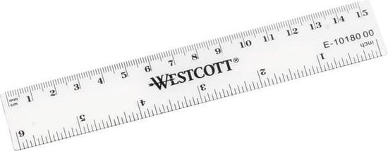 Liniaal Westcott 15cm kunststof cm/inch verdeling - Westcott