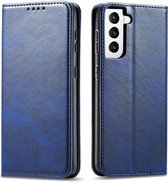 Casecentive Luxe Leren Wallet case - Portemonnee hoesje - Samsung Galaxy S21 blauw