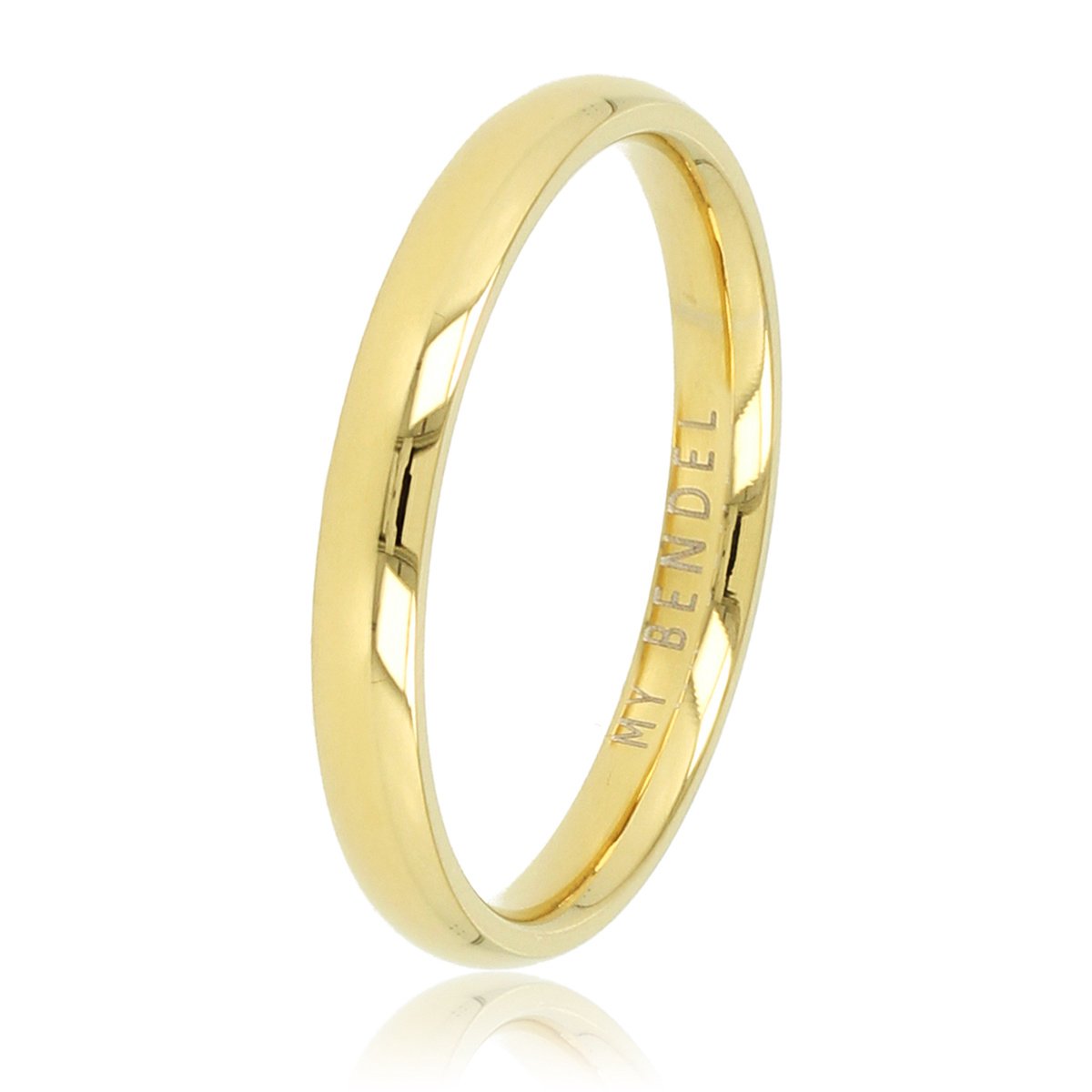 My Bendel - Gladde Goudkleurige Stapelring 2,5 Mm - Gladde Goudkleurige Stapelring 2,5 Mm - Aanschuifring - Stainless Steel - met Luxe Cadeauverpakking | Sieraden Voor Dames | Maat 19.00 Mm / Maat 60