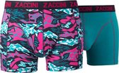 Zaccini - 2-Pack Boxershorts - Trendy Design - Turquoise