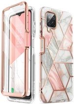 Geschikt voor Supcase - Samsung Galaxy A12 - Cosmo Hoes - Roze Marmer