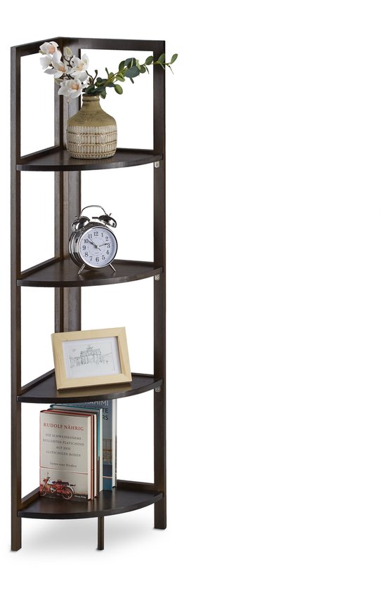 bamboe hoekkast met 4 planken - inklapbaar - 120 x 28 x 28 cm - boekenkast