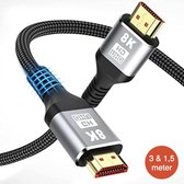 Flores HDMI-kabel 2.1 | 8K Ultra High Speed (60hz) | 4K Ultra High Speed (120hz) | HDMI Naar HDMI | Ethernet | 3 Meter | 1.5 Meter | Zwart