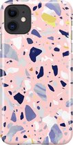 Apple iPhone 11 Hoesje - Premium Hardcase Hoesje - Dun en stevig plastic - Met Marmerprint - Terrazzo - Roze