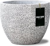 MA'AM Luna - bloempot - rond - 30x25 - wit/grijs - vorstbestendig - stoere plantenpot - industrieel