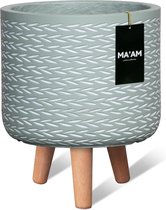 MA'AM Eve - Bloempot op poten - D32xH36 - Groen - houten pootjes (FSC) - duurzame kwaliteit - trendy design plantenpot
