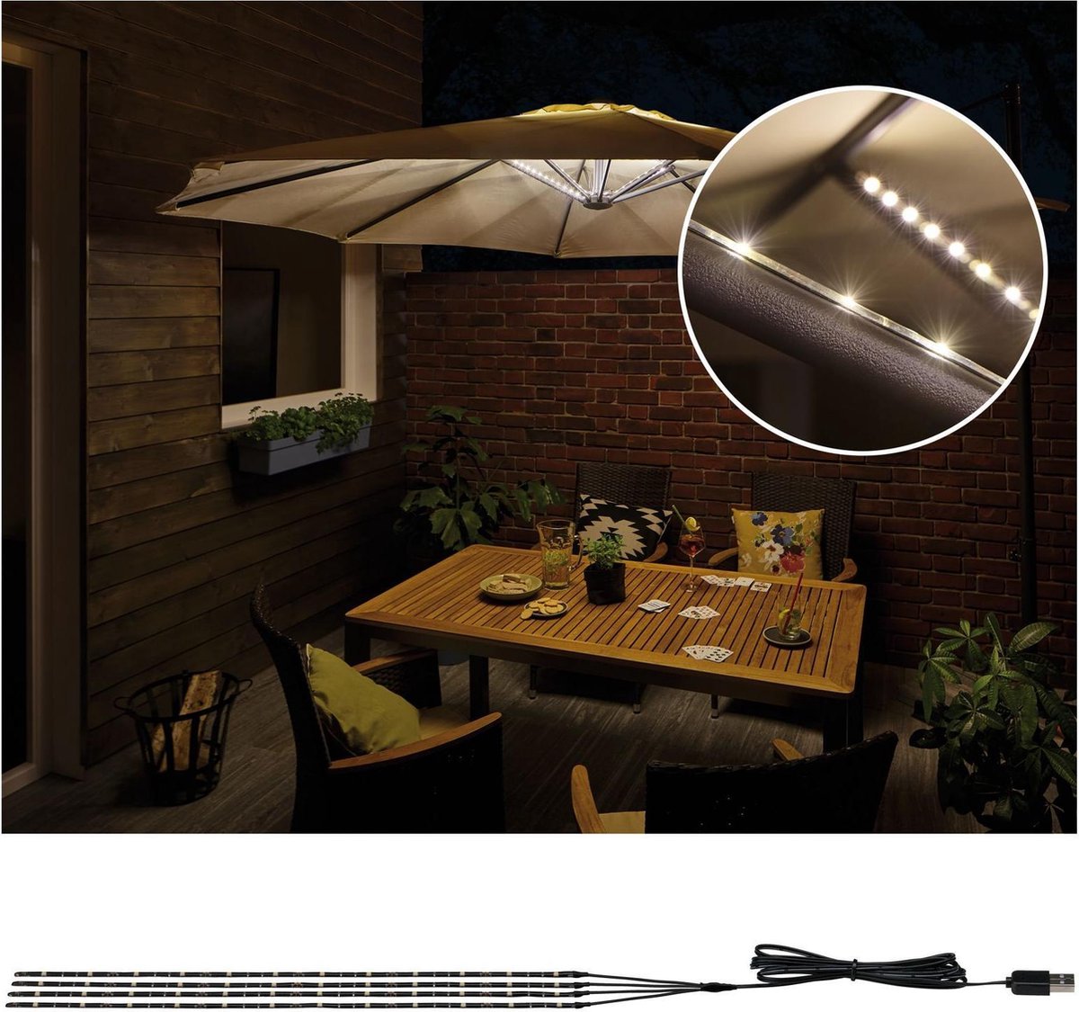 Paulmann Out Mobile Parasol verlichting IP44 3000K