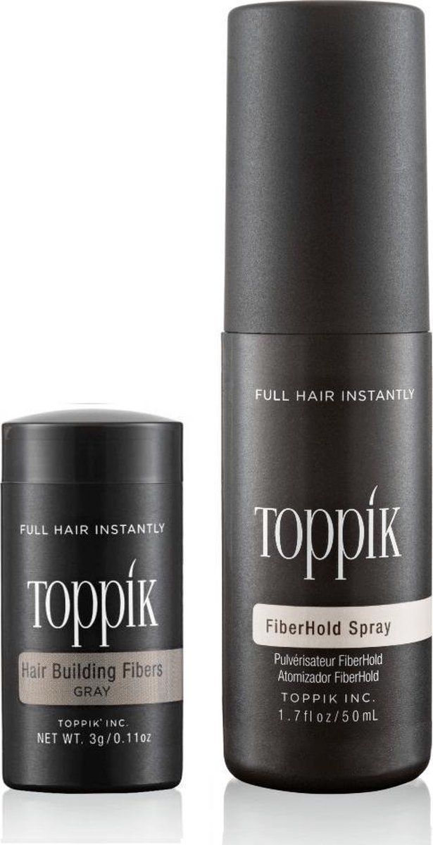 Toppik Hair Fibers Probeerset Grijs - Toppik hair fibers 3 gram + 50 ml Fiberhold Spray - Handig voor op reis