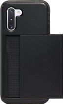 - ADEL Kunststof Back Cover Hardcase Hoesje Geschikt voor Samsung Galaxy Note 10 Plus - Pasjeshouder Zwart