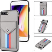 GSMNed – Leren telefoonhoes Grijs – Luxe iPhone 7/8/SE hoesje – magneetsluiting – pasjeshouder – Portemonnee – Grijs