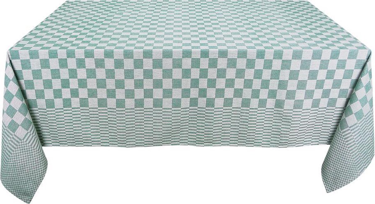 Treb Horecalinnen Tafelkleed Groen en Wit Geblokt 140x240cm - Treb WS