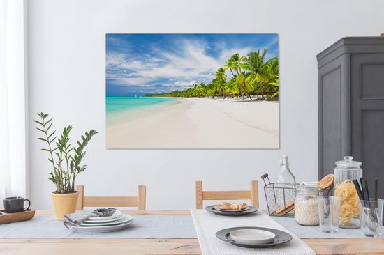 Peintures sur Toile Plage - Mer - Palmiers - 120x80 cm - Décoration murale