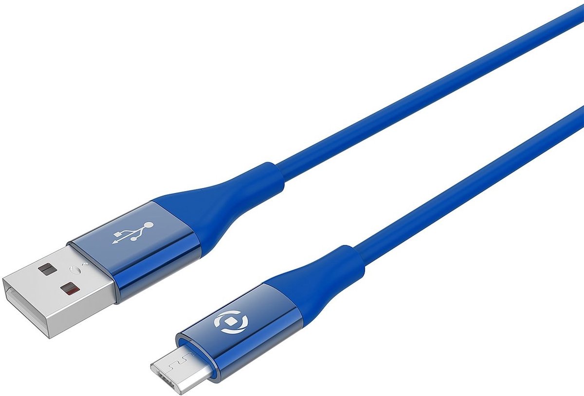 Celly Oplaadkabel 12W - USB kabel - USB-A naar Micro-USB kabel - 1.0m - Blauw