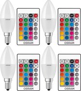 4 stuks Osram LED kaarslamp E14 5.5W/RGBW incl. afstandsbediening