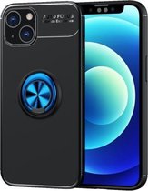 Metalen ringhouder 360 graden roterende TPU-hoes voor iPhone 13 mini (zwart + blauw)