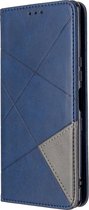Sony Xperia L4 Hoesje - Mobigear - Rhombus Slim Serie - Kunstlederen Bookcase - Blauw - Hoesje Geschikt Voor Sony Xperia L4
