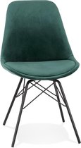 Alterego Design stoel 'ZAZY' van groene fluweel met zwarte metalen poten