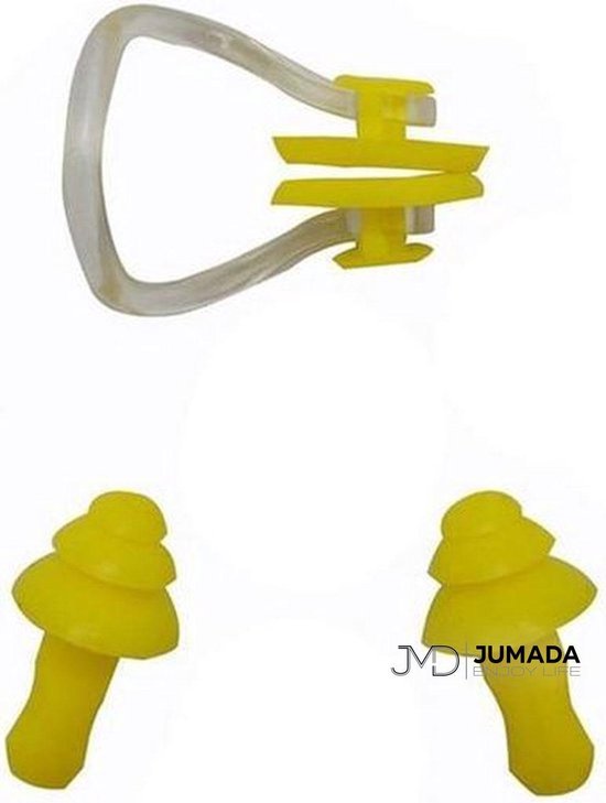 Jumada's Zwemoordoppen met Neusklem - Oordoppen - Unisex - One Size - Geel