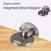 Moderne Magnetische Deurstopper - Super Plat - Zilverkleurig - Opplakken en Klaar - Magneetstopper - Makkelijk bevestigen - Chroom - Zilverkleurig - Magneet Stopper - Deurdranger