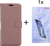 Nokia G10 / G20 - Bookcase Rosé Goud - portemonee hoesje met 1 stuk Glas Screen protector