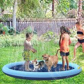 Hondenzwembad 160cm van verdikt PVC - Honden speelgoed - Honden speeltjes - Waterspeelgoed - Watersproeier - Hondenspeelgoed - Koelmat - Kinderzwembadje - Speelmat met fontein - Ve