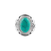 Tiaret | Ring 925 zilver met turkoois edelsteen | edelstenen sieraden | dames ringen zilver | Maat 17,5