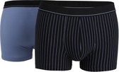 BUGATTI heren boxer normale lengte met gulp (2-pack) - donkerblauw gestreept - Maat: L