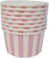 Snoep bakjes - Traktatie - Feest - Party - Verjaardag - Roze / Wit  - Papier - 8 stuks - laag model